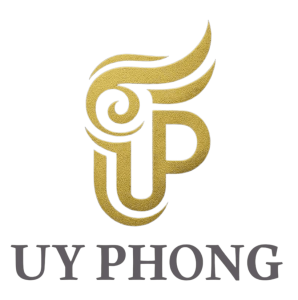 Logo thương hiệu Điêu Khắc Uy Phong - biểu tượng cách điệu chữ UP, màu vàng gold